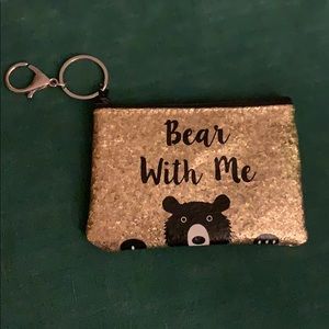 CLEARANCE NWOT Bear Gold Glitter Pouch